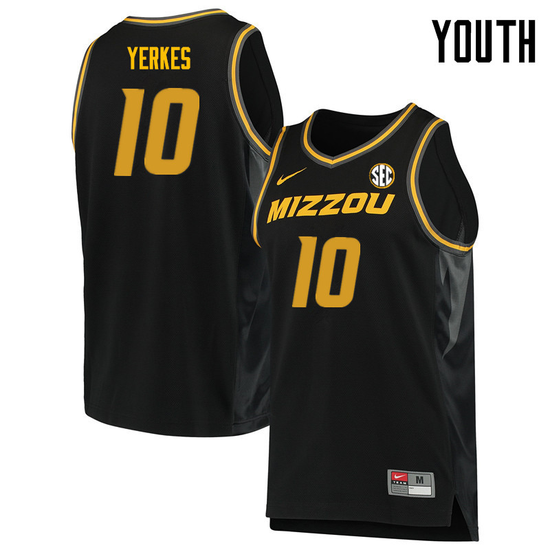 Youth #10 Evan Yerkes Missouri Tigers College Basketball Jerseys Sale-Black
